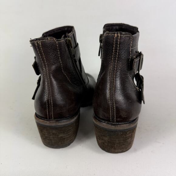 L.L. Bean Boots Womens 6.5 Brown Leather Buckle Side Zip Round Toe Ankle Booties - Picture 7 of 10